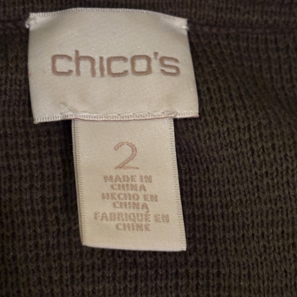 Chico’s Military Style Green Cardigan Sweater Embellished Size Large - Picture 5 of 6
